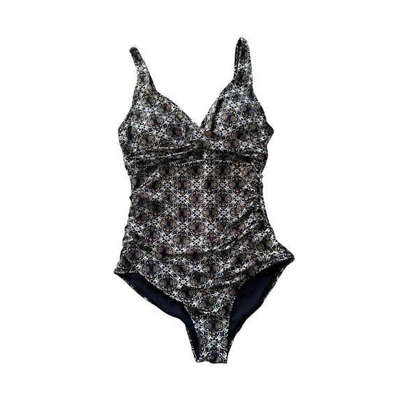 NIPTUCK One Piece swim suit, size women's 8, Black & Tan print - Picture 1 of 8